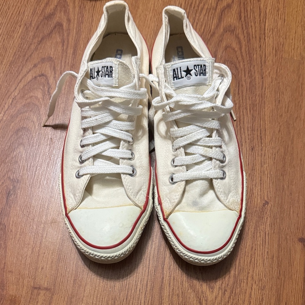 Converse Cream and Red Canvas Sneakers